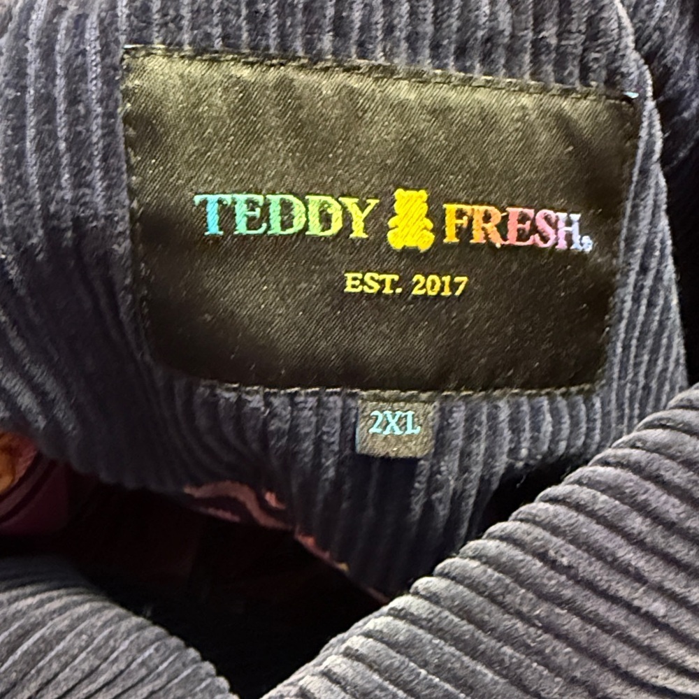 Teddy Fresh Corduroy Baseball Jacket Size 2x blue - Picture 3 of 5